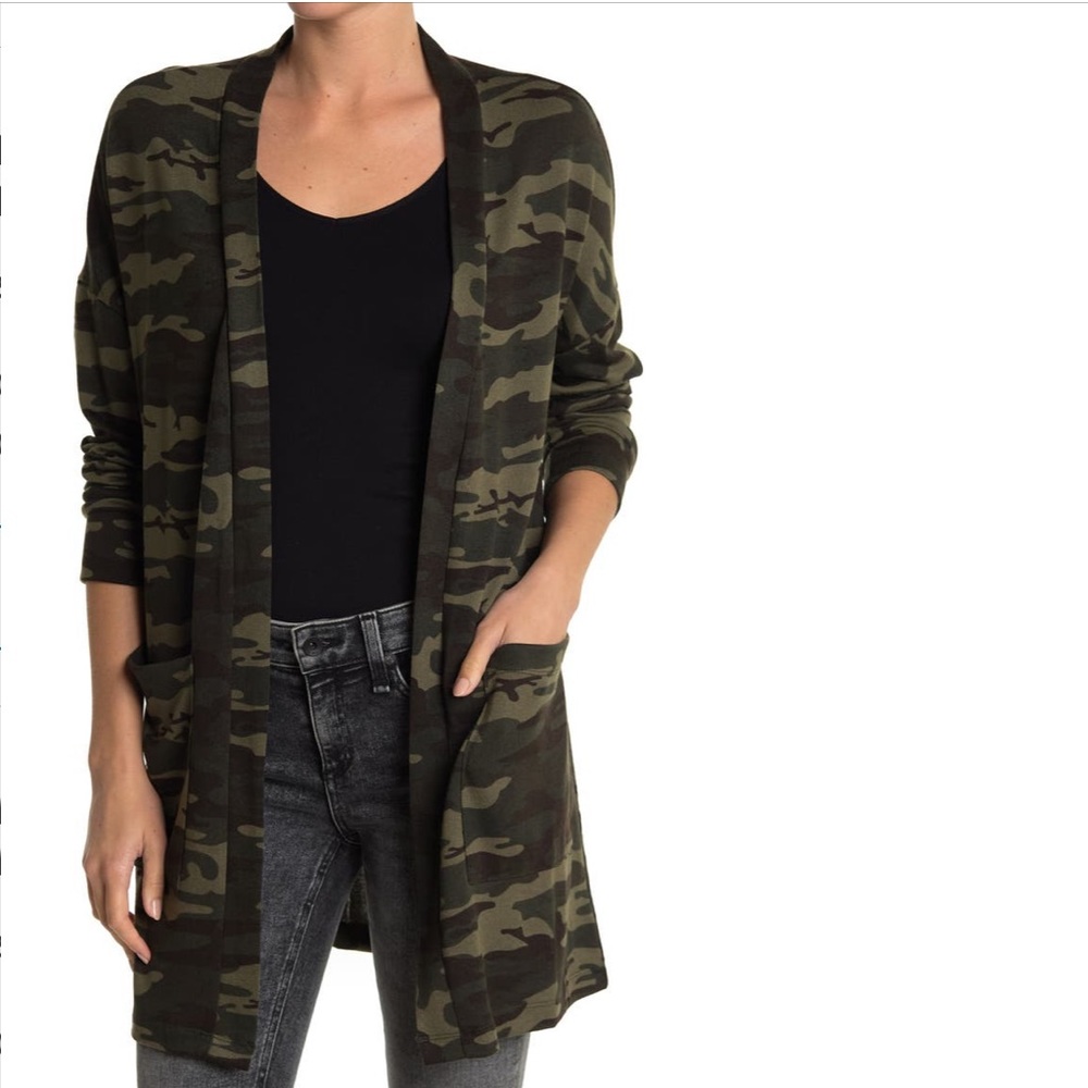 Sanctuary Open Front Jersey Cardigan In Camo Pattern - New With Tag - Reemoly